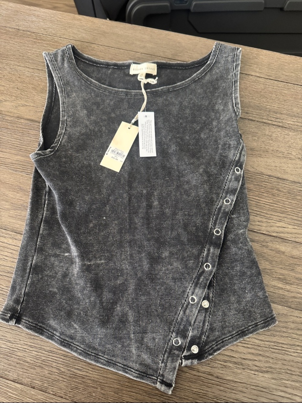 Gilded Intent Washed Black Snap-Accent Tank